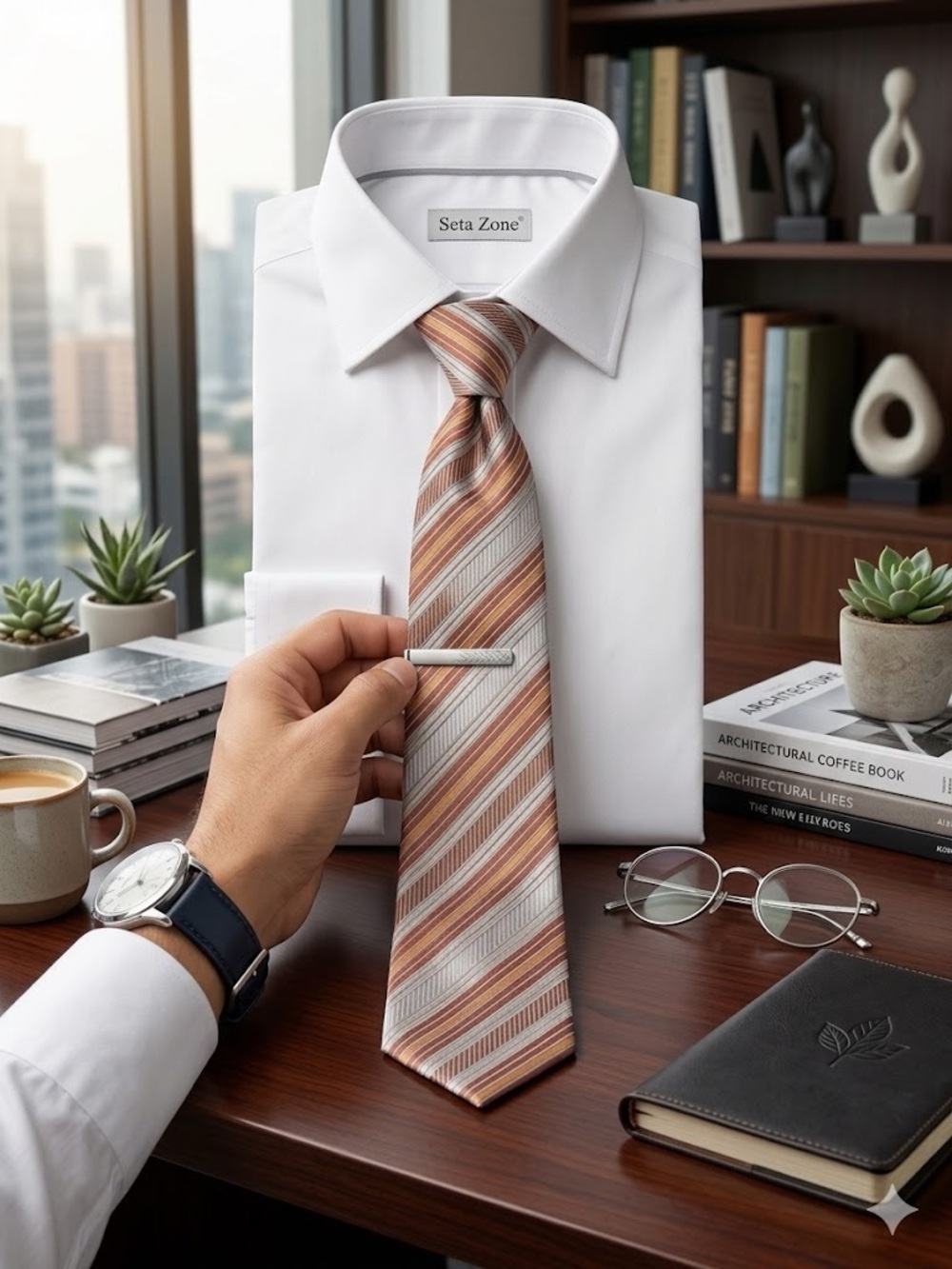 Seta Zone Multicolor Striped Silk Necktie Men’s Luxury Business Formal Designer
